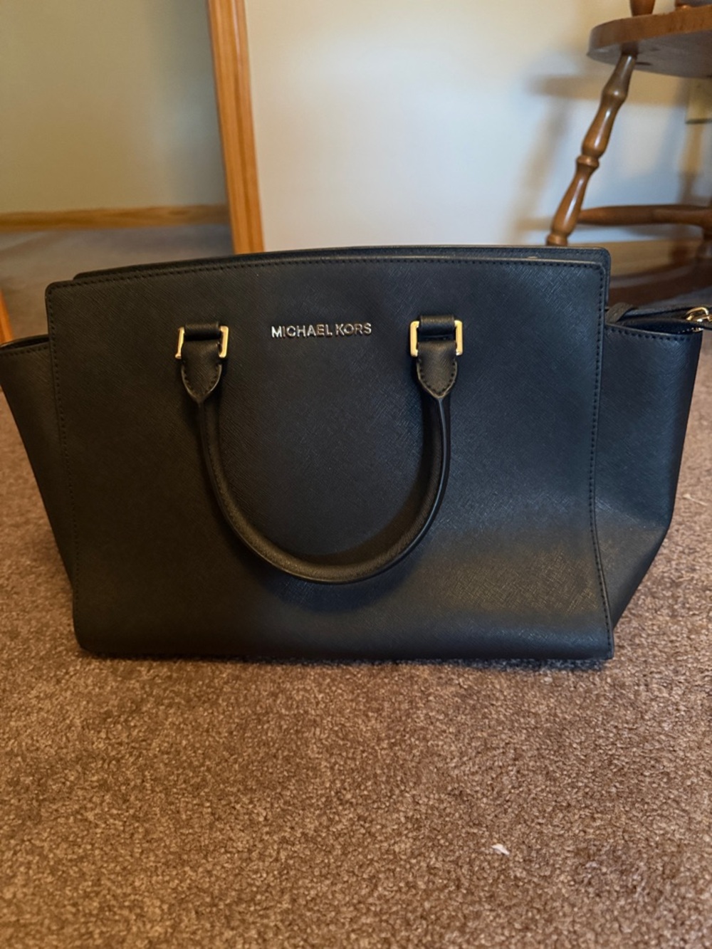 Michael Kors Black Saffiano Leather Satchel